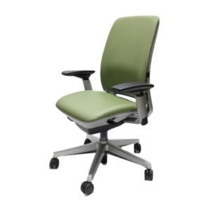 Steelcase Amia Chair Mint Green Leather Platinum