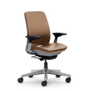 Steelcase Amia Chair Brown Leather Platinum