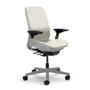 Steelcase Amia Chair White Leather Platinum Frame