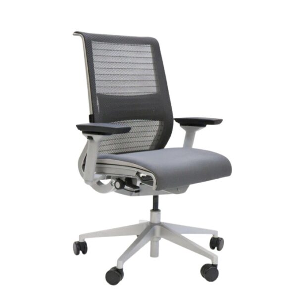 Steelcase Think Chair, Platinum, Black, 3D Knit Back, 4Way Adjustable