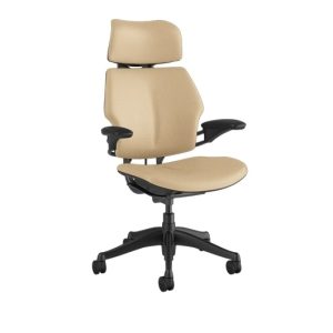 Humanscale Freedom Headrest Chair Light Brown Leather