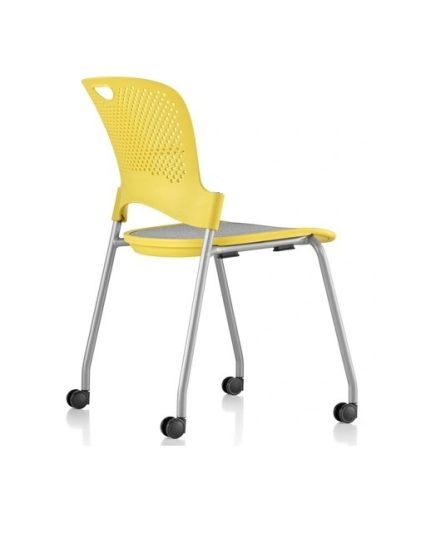 Herman Miller Caper Stacking Chair, Yellow, Flex Net Seat, Casters ...