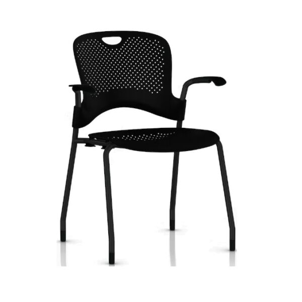 Herman Miller Caper Stacking Chair, Black, Molded Seat, Arms – Office